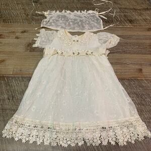 Vintage Lace Baby Dress with Bonnet